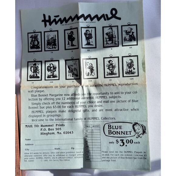 Vintage 1981 Authentic Hummel Reproduction Wall Plaques Set of 4 Cottagecore - Picture 10 of 10